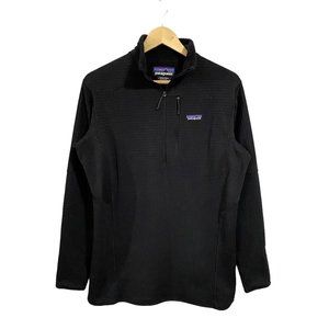 Patagonia Regulator R1 Pullover Waffle Fleece Jacket 1/2 Zip Women's Sz L Black